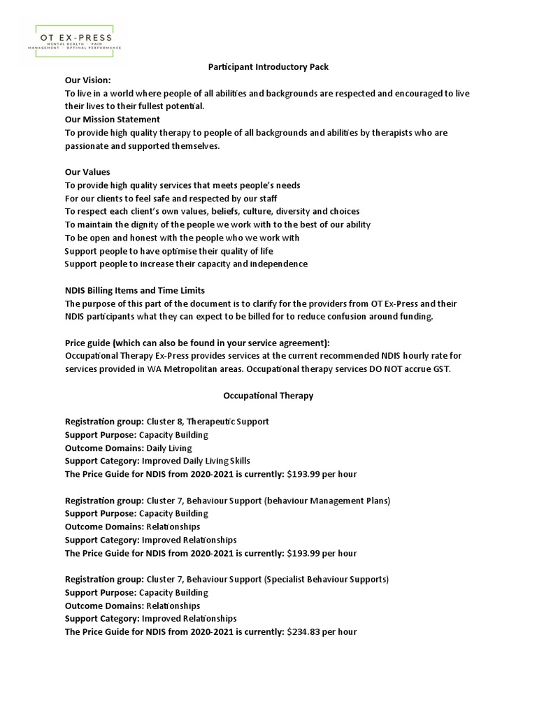 NDIS Participant Introductory Guide | PDF | Occupational Therapy ...
