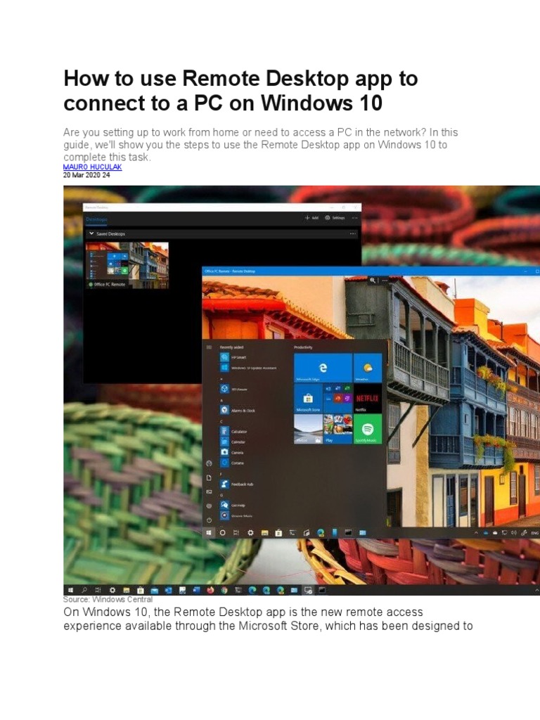 How To Use Remote Desktop App To Connect To A PC On Windows 10 | PDF ...