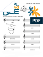 Treble Clef Note Names: Spell The Word Below The Staff in Whole Notes