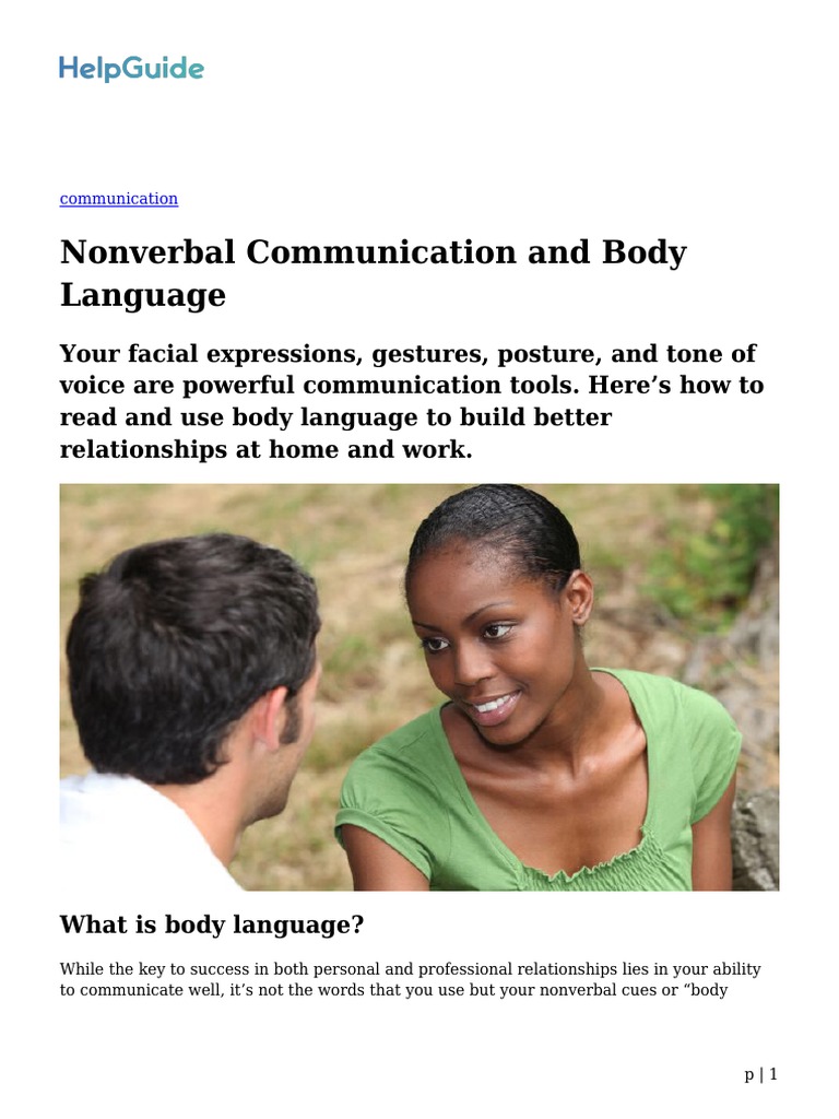 Nonverbal Communication and Body Language | PDF