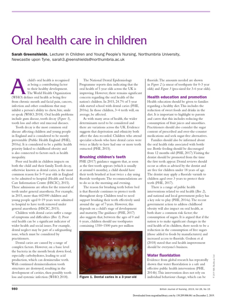 Oral Health Care in Children | PDF | Dentistry | Oral Hygiene