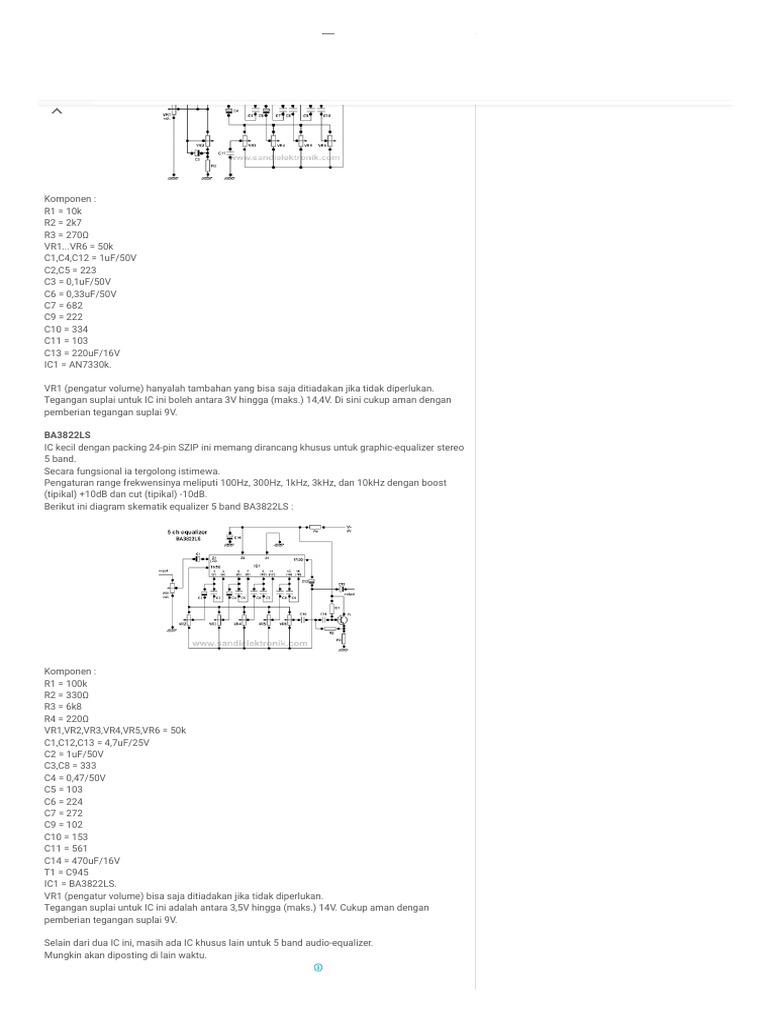 BA3822LS 5 Band Graphic Equalizer PDF