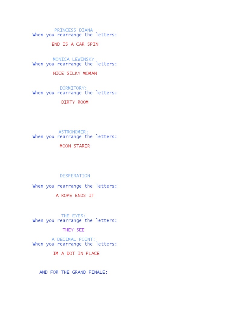 Rearranged Letters and Anagrams | PDF | Art