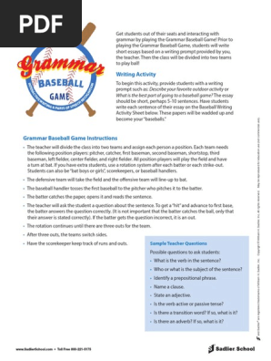 Grammar Baseball Game