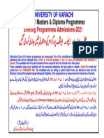 Bachelor / Masters & Diploma Programmes: University of Karachi