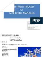 Recruitment Process OF Marketing Manager