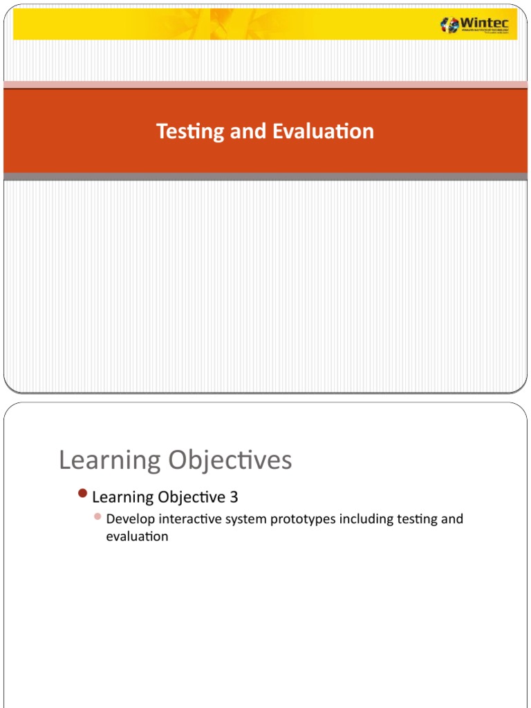 6 - Testing and Evaluation | PDF | Usability | Human–Computer Interaction
