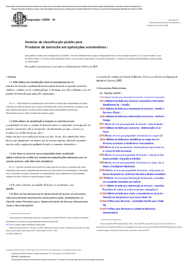 D2000 2018 Standard Classification System For Rubber Products in ...