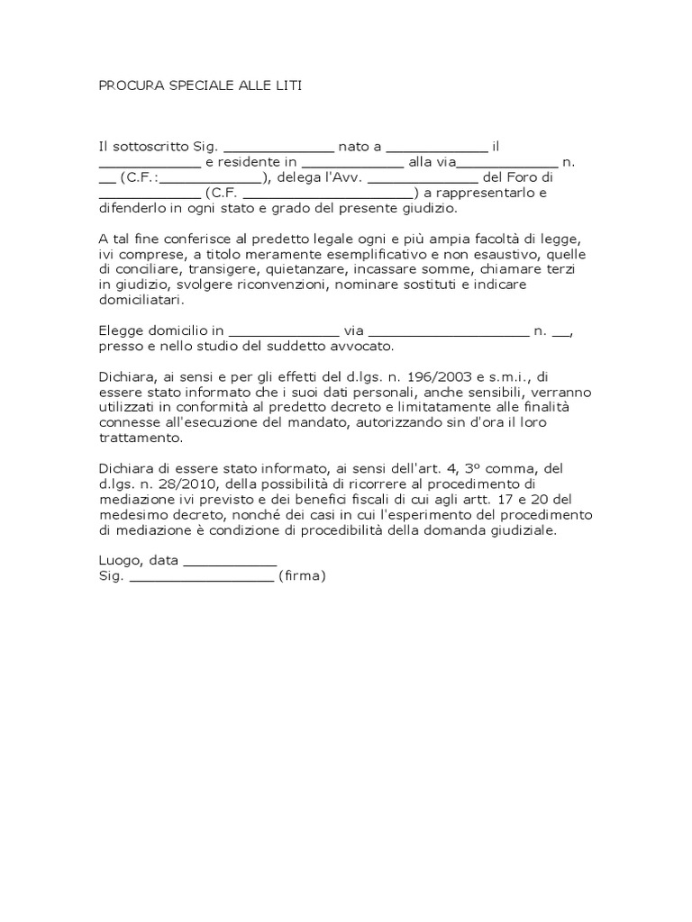 3 Procura Speciale Alle Liti | PDF