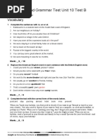 Vocabulary - Grammar Unit 10 Test B