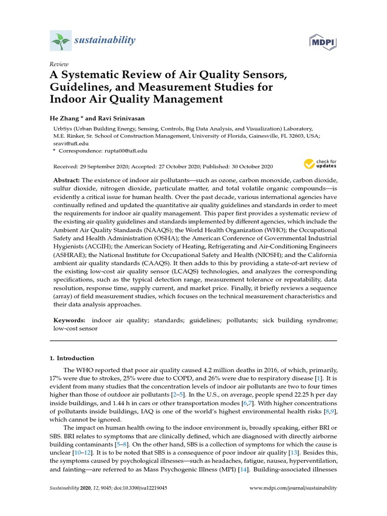 A Systematic Review of Air Quality Sensors, Guidelines, and Measurement ...