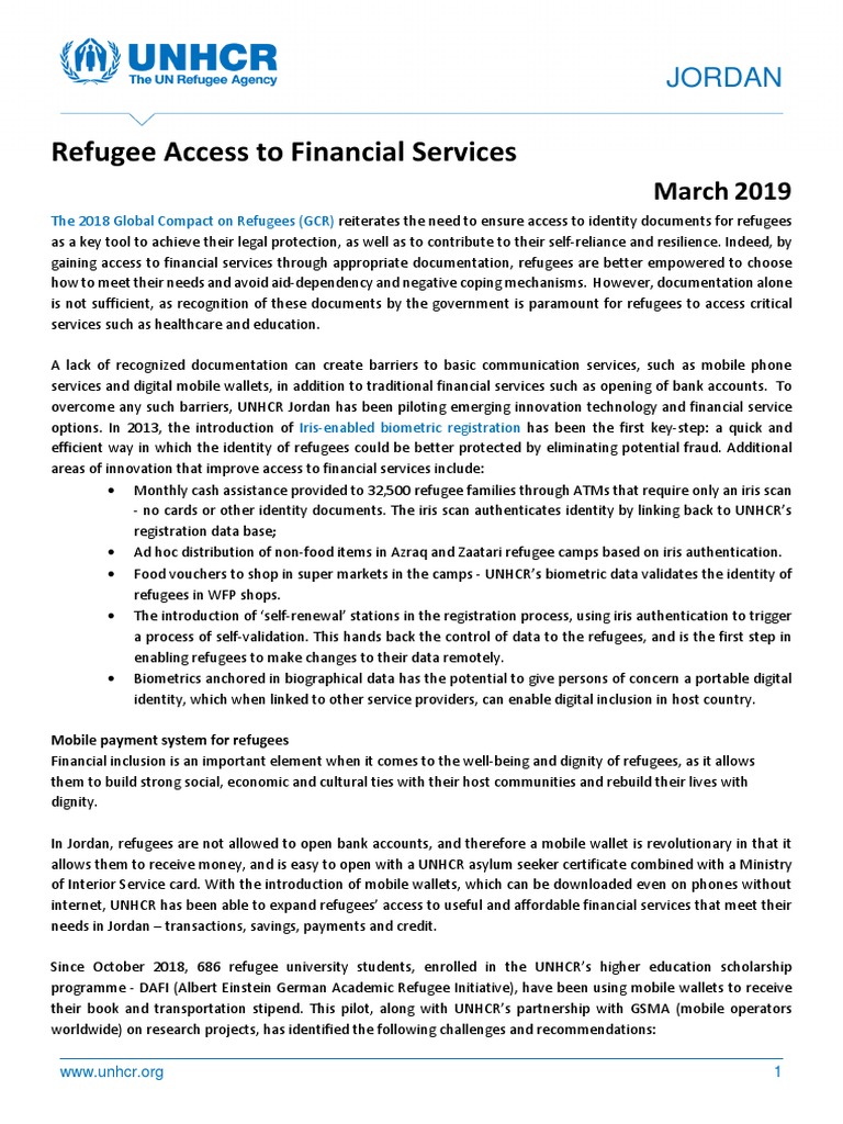 Refugee Financial Services in Jordan | PDF | Refugee | Identity Document