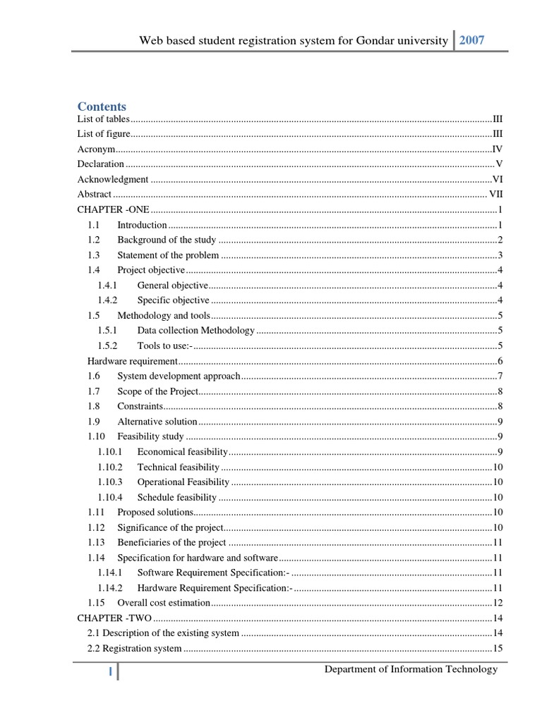 Web Based Student Registration System For Gondar University Pdf