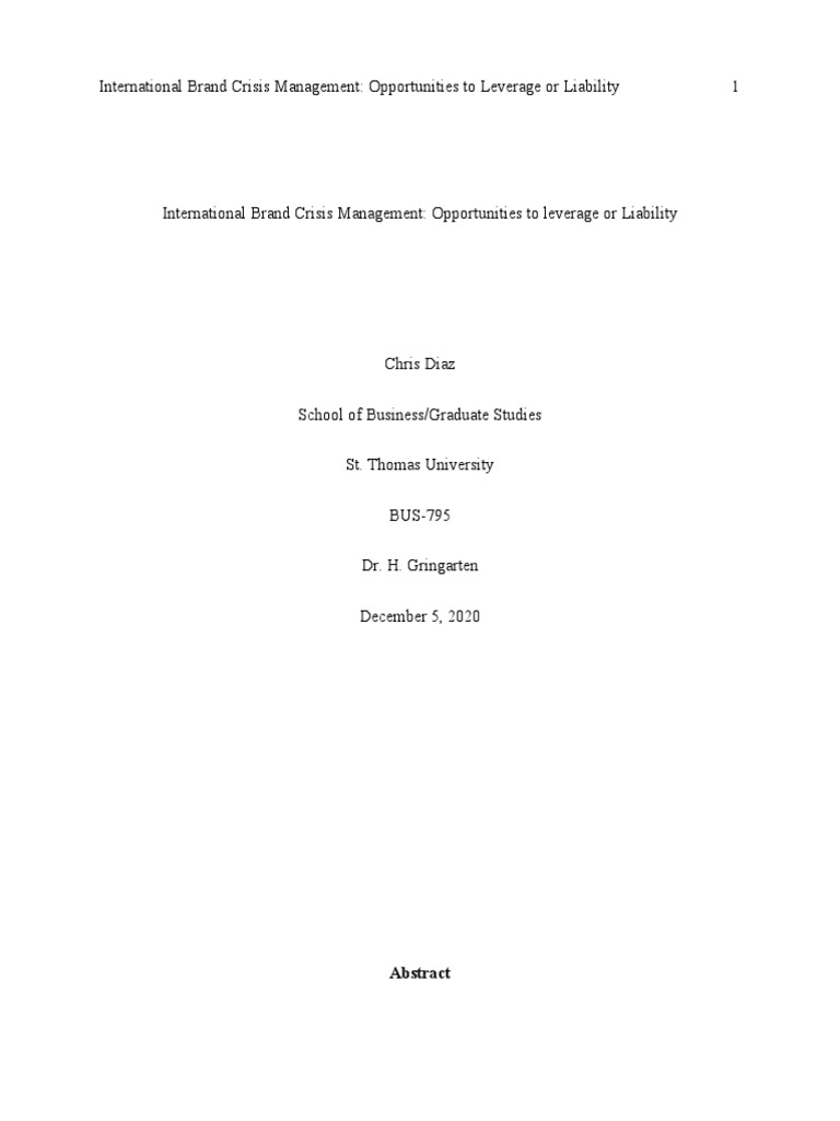 International Management Paper 1 | PDF | Crisis Management | Financial ...