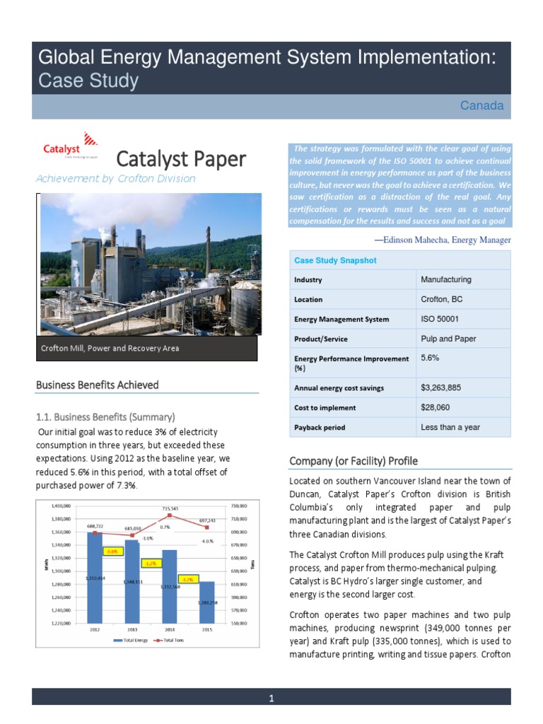 Catalyst Paper: Case Study | PDF | Energy Management | Audit