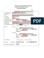 Data Entry Sheet: Form of Return of Income Under The Income Tax ORDINANCE, 1984 (XXXVI OF 1984)