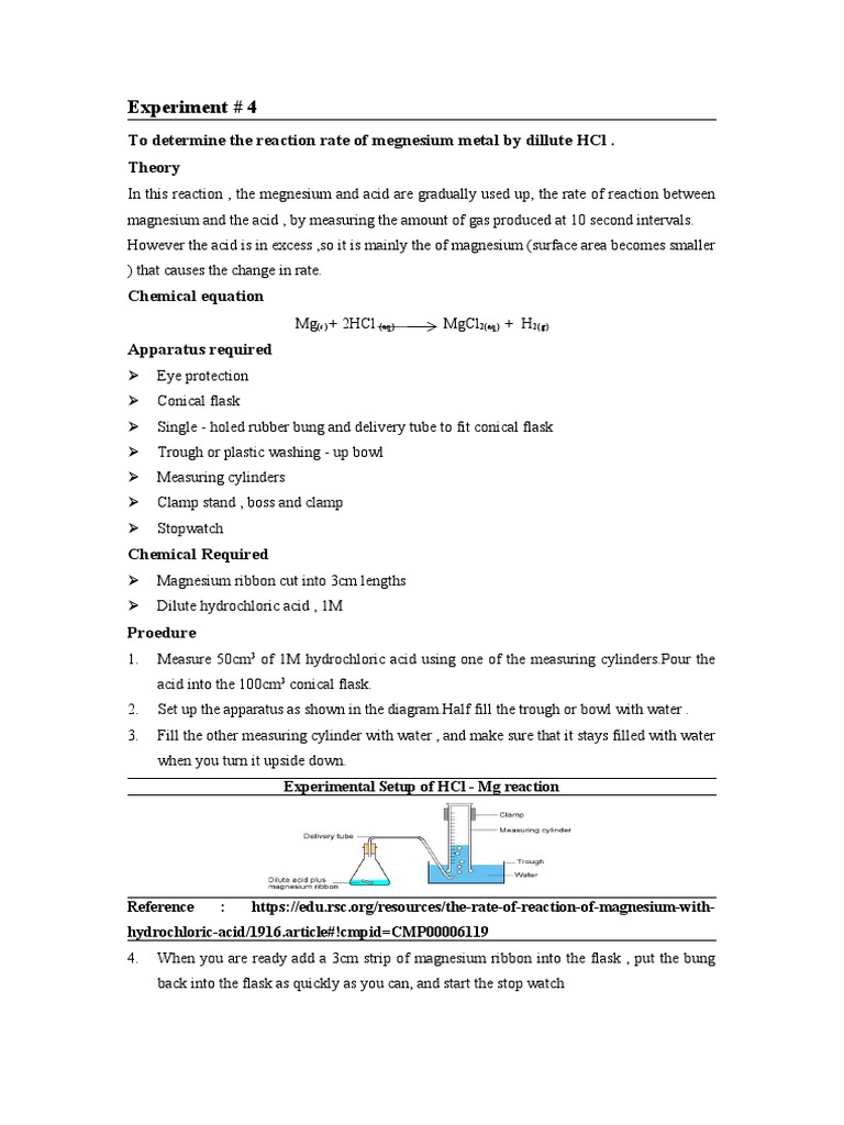 Experiment 4 Applied PDF Magnesium Hydrochloric Acid