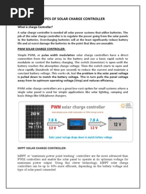 Types Of Solar Charge Controller Pdf Battery Charger Solar Panel