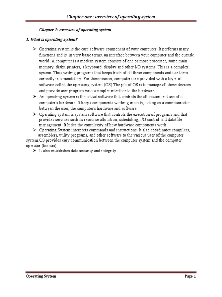 Chapter 1: Overview of Operating System 1. What Is Operating System ...