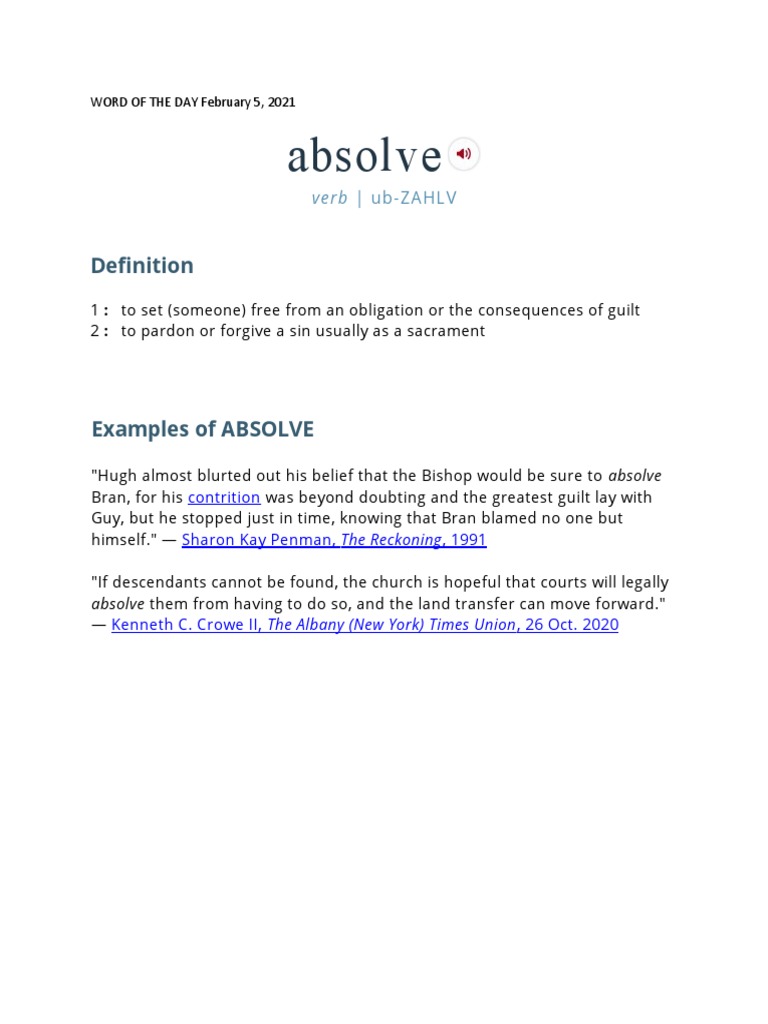 Word of the Day: Absolve Definition | PDF