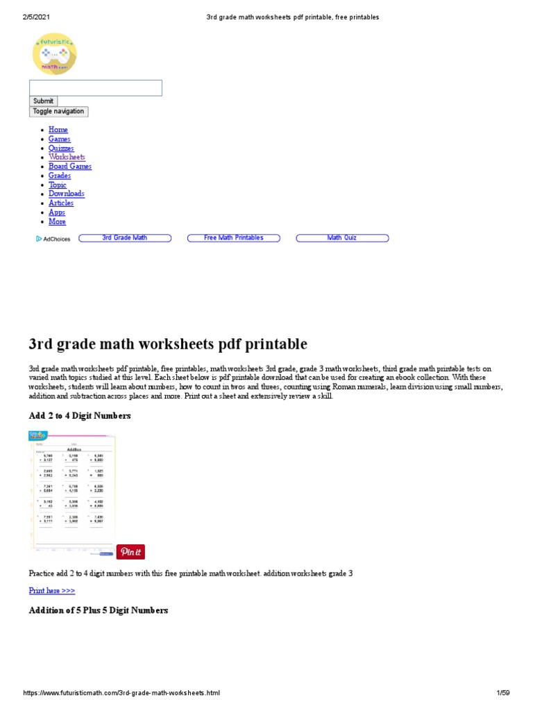3rd grade math worksheets pdf printable free printables pdf united states dollar area