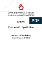 ENR301 Experiment 2: Specific Heat: Student Number: 21811522