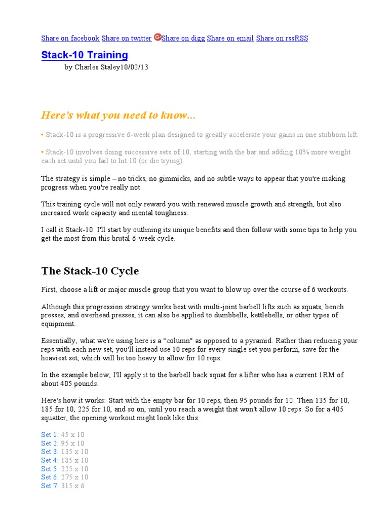 Stack-10: 6-Week Strength Training Plan | PDF | Kettlebell | Weightlifting