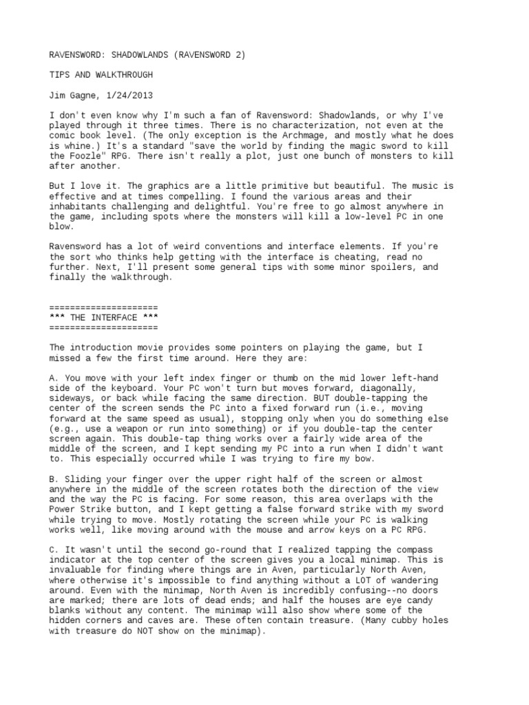 Ravensword Walkthrough | PDF | Elf (Dungeons & Dragons) | Leisure