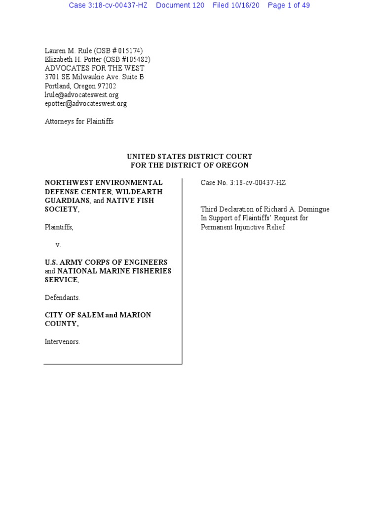 Plaintiff's Declaration: Domingue - NEDC, WildEarth Guardians, NFS vs ...