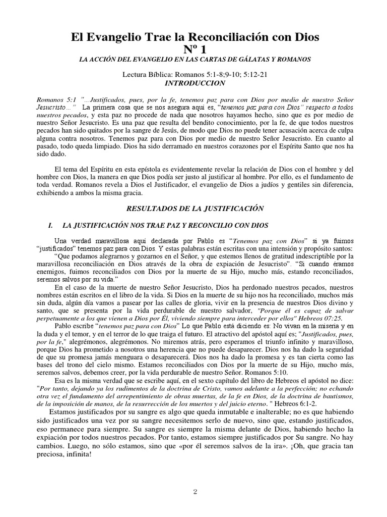 Reconciliación con Dios a través del Evangelio | PDF | Justificación ...