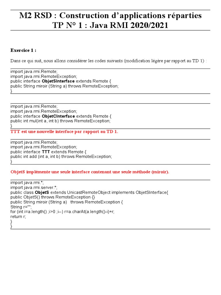 Applications Réparties avec Java RMI | PDF | Java (Langage de ...