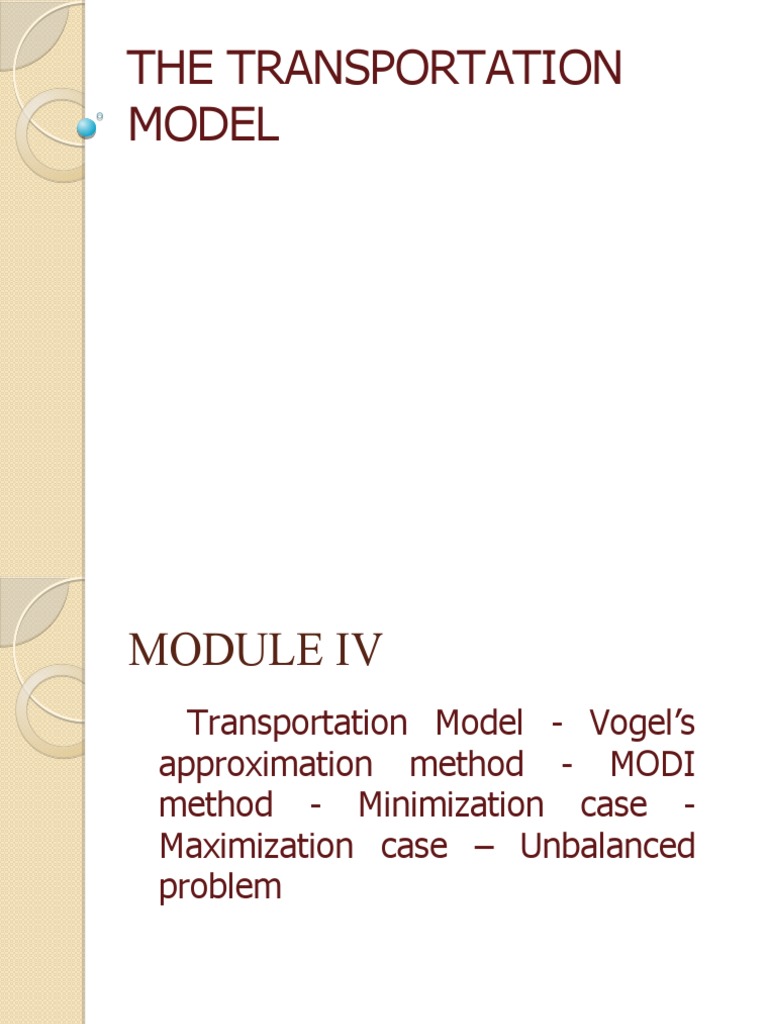 Transportation Model Optimization Techniques | PDF | Mathematical ...