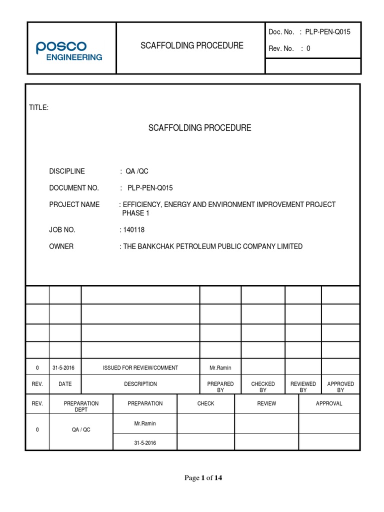 Scaffolding Procedure | PDF | Scaffolding | Pipe (Fluid Conveyance)