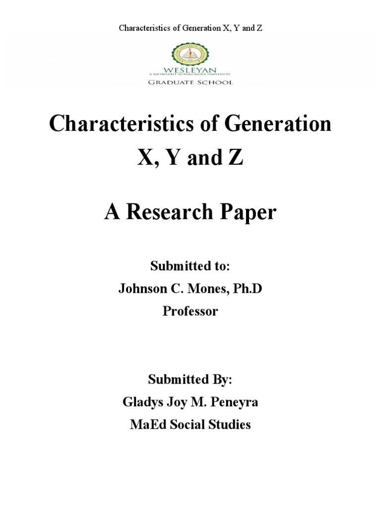 Characteristic of Generation X Y and Z PDF Millennials Science
