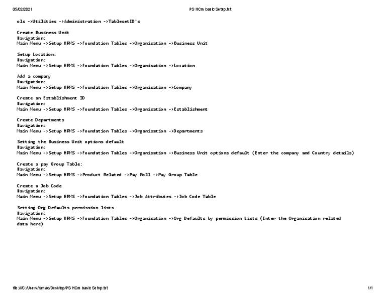 PS HCM Basic Setup | PDF