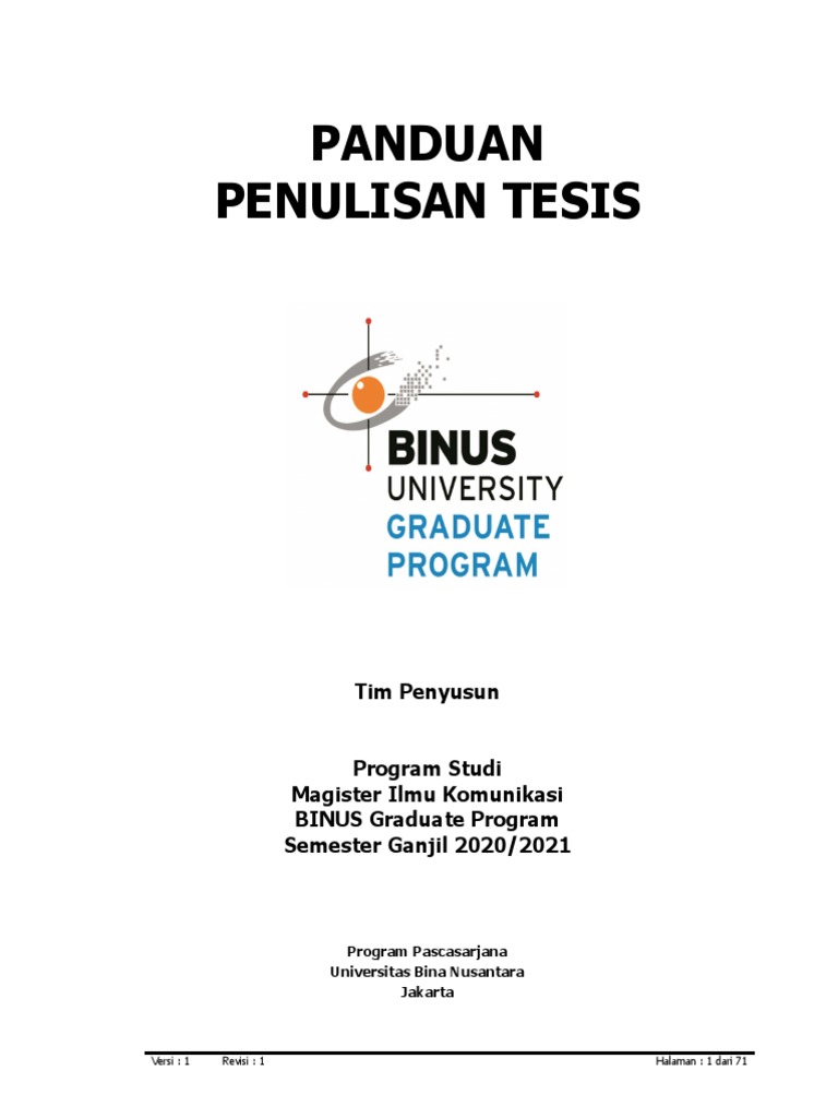 Panduan Penulisan Proposal & Tesis Jurusan - MIK - Ganjil2020 - Final | PDF