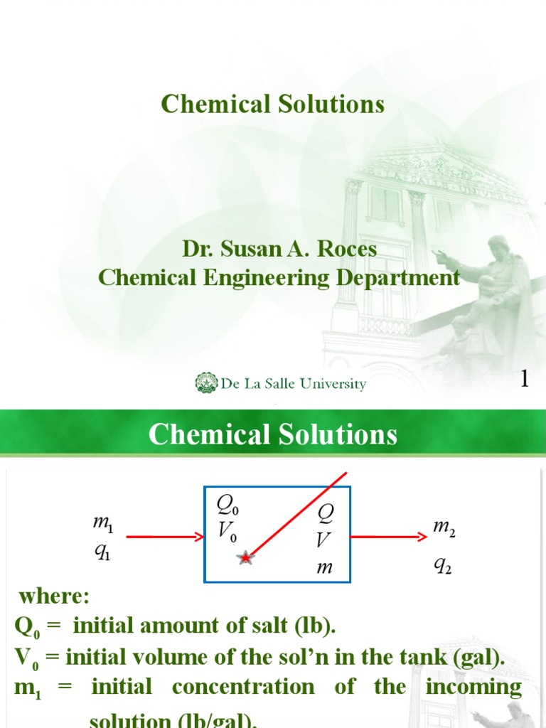 Chemical Solutions: Dr. Susan A. Roces Chemical Engineering Department ...