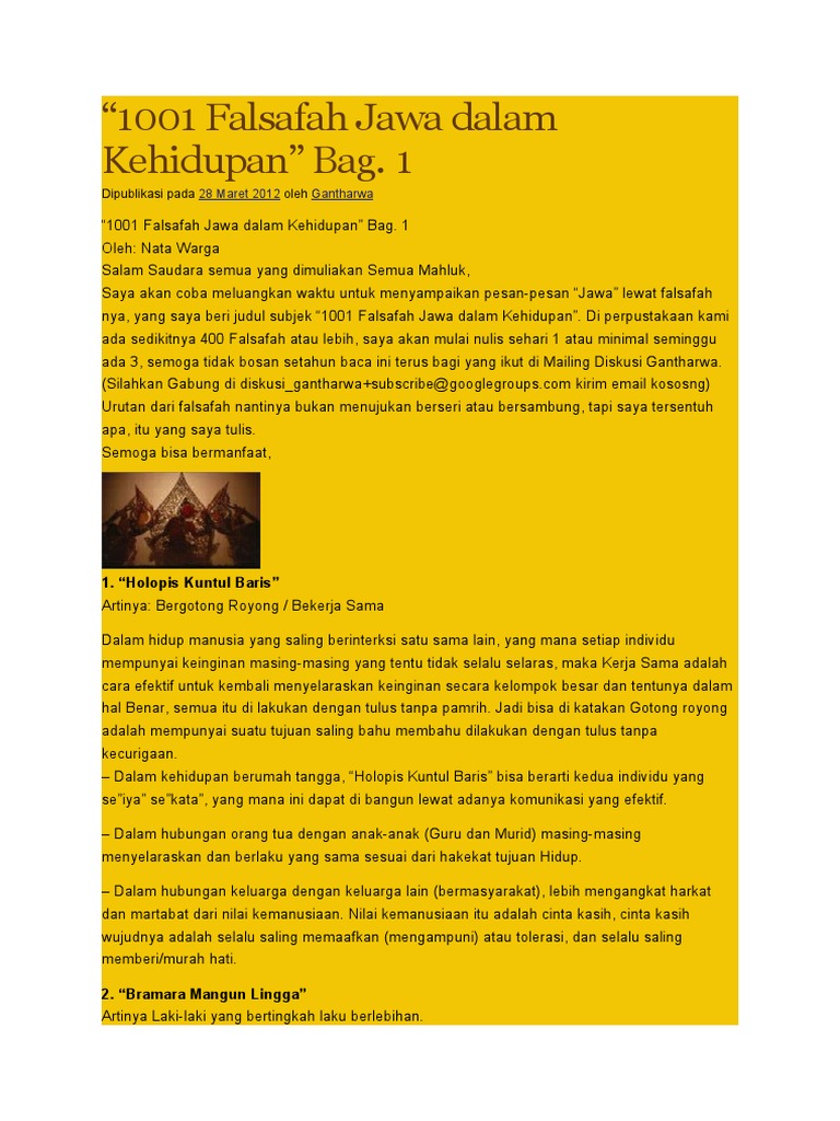 1001 Falsafah Jawa Dalam Kehidupan Pdf