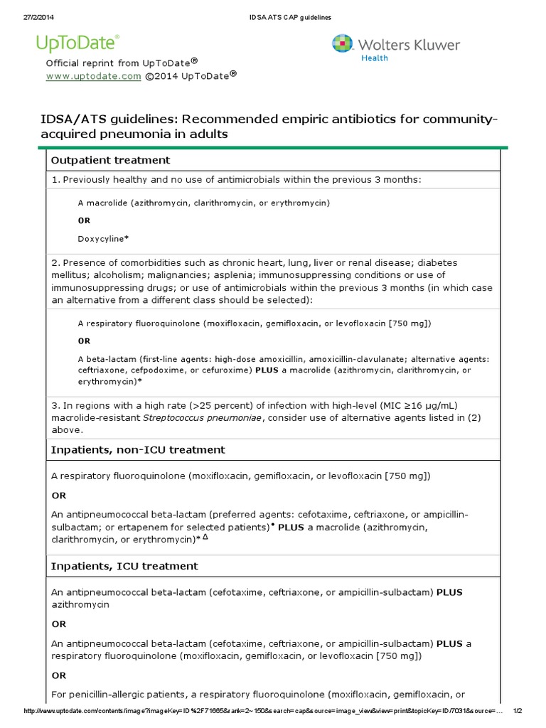 Cap Guidelines 2024 Idsa – Community-Acquired Pneumonia – BFEENA
