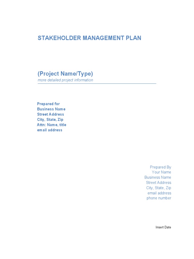 Stakeholder Management Plan Template | PDF | Stakeholder (Corporate) | Risk