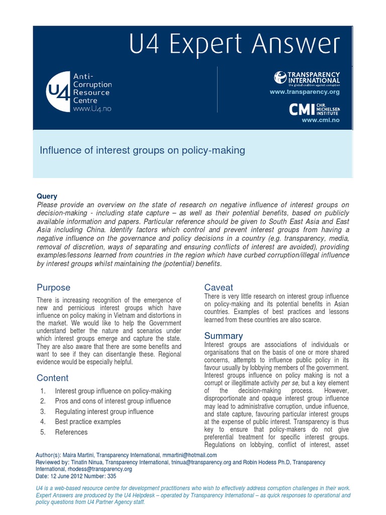 Regulating Interest Group Influence | PDF | Corruption | Policy