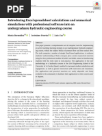 Introducing Excel Spreadsheet Calculations and Numerical Simulations With Professional Software Into An Undergraduate Hydraulic Engineering Course