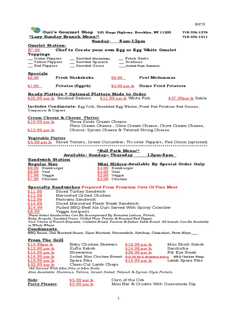 Store Menus New Feb 2011-NEW | PDF | Salad | Kebab