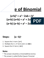 Square of Binomial, Product of Sum and Diff, Square of Multinomial