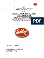 AN Analytical Study ON Vadilal Industries Ltd. Submitted To:-Indian Institute of Planning & Management