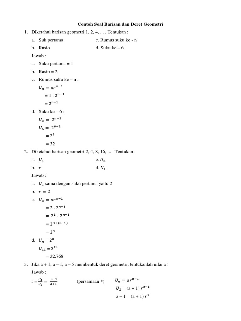 Contoh Soal Barisan Dan Deret Geometri  PDF