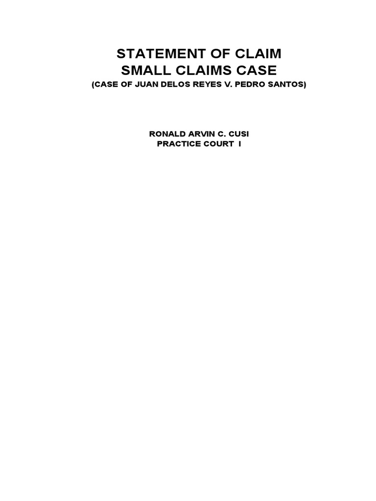 Small Claims Complaint | PDF | Affidavit | Public Law
