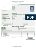 Panjab University admission form for B.Sc. (Hons