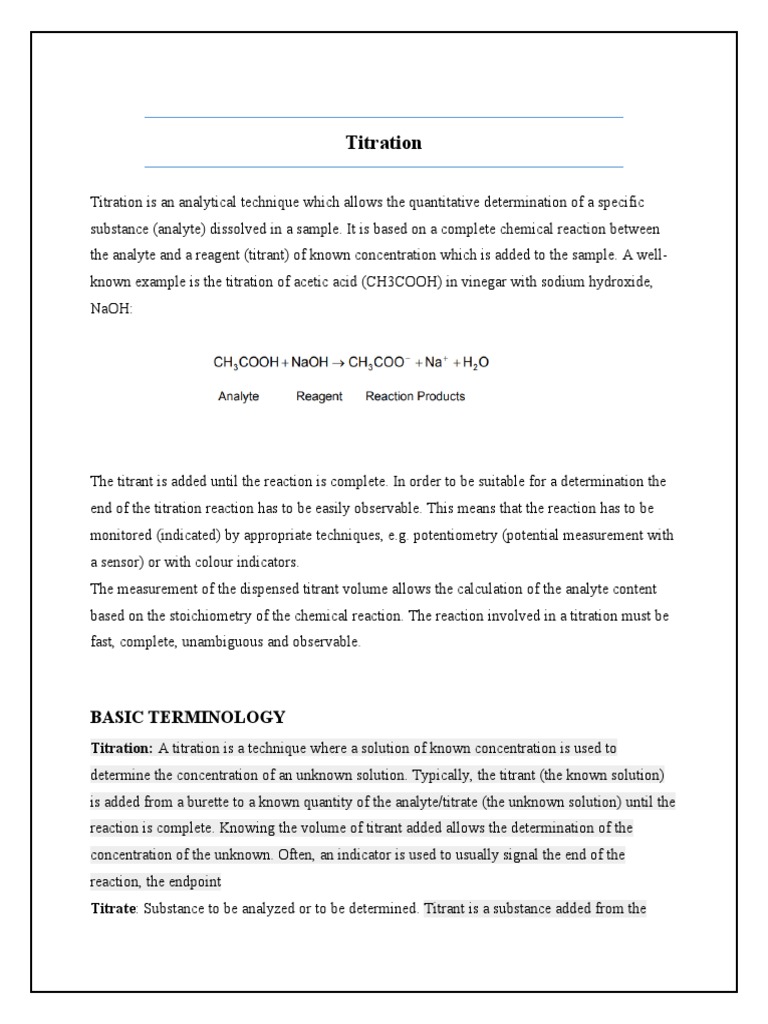Definition of Titration PDF Chromatography High Performance
