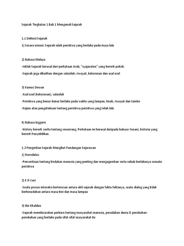 Sejarah Tingkatan 1 Bab 1 Mengenali Sejarah Pdf